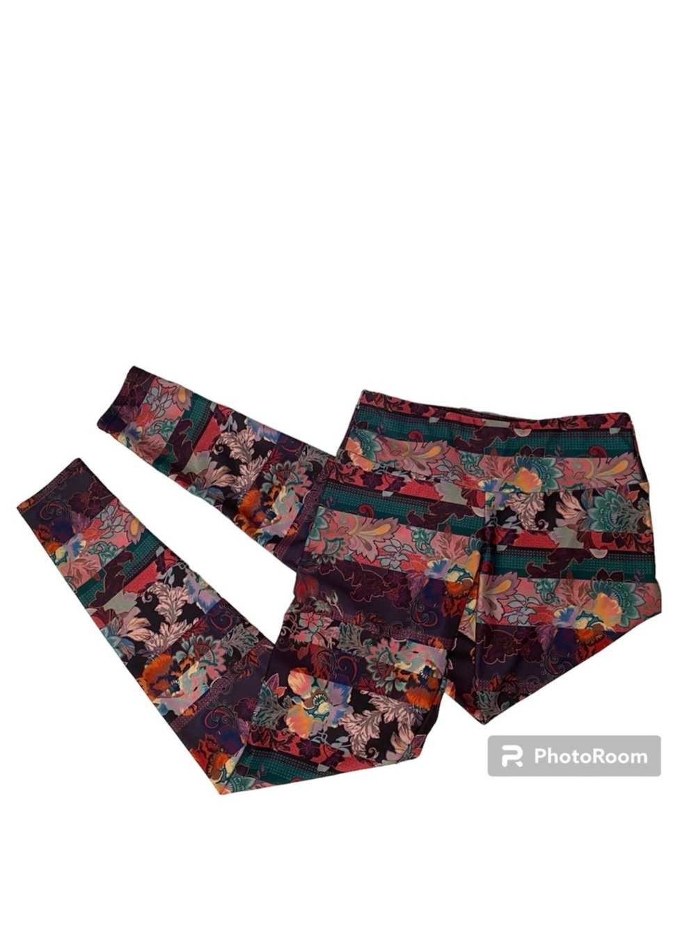ONZIE PANTS LEGGINGS ACTIVE BLUE PINK GREEN PURPLE ORANGE FLORAL SIZE S/M